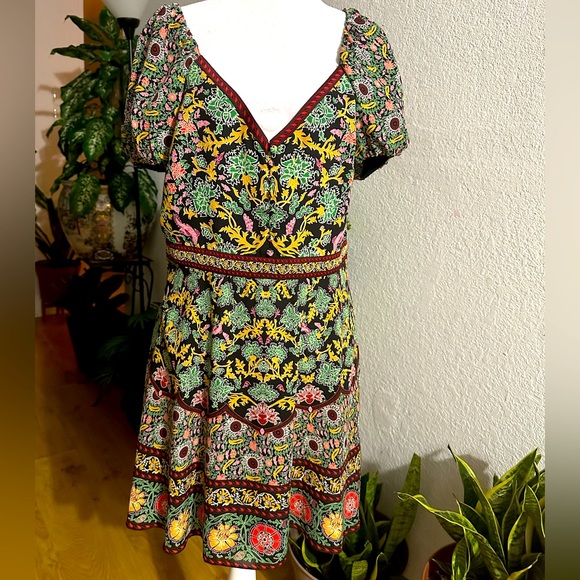 NWT! Alice + Olivia Dana Puff-Sleeve Flare Dress size 14 - Picture 2 of 16